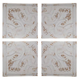 Set of Four White Wood Square Framed Art
