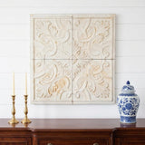 Set of Four White Wood Square Framed Art