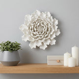 9" Off White Ceramic Flower Hanging Dimensional Sculpture