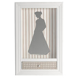 12" White Wood And Glass Woman Silhouette Shadowbox Wall Decor