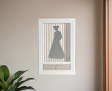 12" White Wood And Glass Woman Silhouette Shadowbox Wall Decor