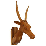 28" Brown Solid Wood Elk Head Hanging Dimensional Sculpture