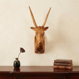 28" Brown Solid Wood Elk Head Hanging Dimensional Sculpture