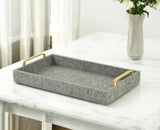 Gray Linen and Wooden Tray
