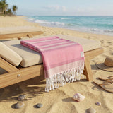 Shades of Pink Striped Design Turkish Beach Blanket