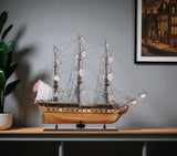 31" Brown Solid Wood Hand Painted Boat Model Boat
