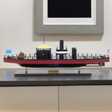 11" Black and Red Solid Wood Hand Painted 1862 USS Monitor Model Boat