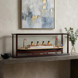 15" Black And Red Solid Wood Hand Painted Boat Model Boat