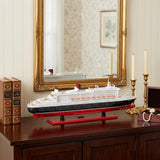 13" Black and Red RMS Queen Mary II Large Boat Hand Painted Decorative Boat