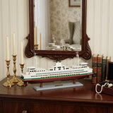 11" Brown and White Washington Ferry Boat Hand Painted Decorative Boat