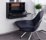 26" Black Wood Wall Mounted Folding Floating Desk