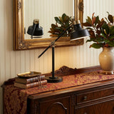 Matte Black and Antiqued Brass LED Adjustable Desk Lamp