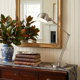 18" Nickel Metal Adjustable Swing Arm LED Desk Lamp With USB