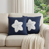 Set of Two Blue and White Starfish Throw Pillows