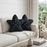 Set of Two 12" Blue Starfish Coastal Throw Pillows