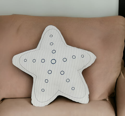 Set of Two 12" White Starfish Coastal Throw Pillows