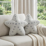 Set of Two 12" White Starfish Coastal Throw Pillows