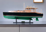 15" Black and Green Solid Wood Hand Painted 1934 Hemingway Pilar Fishing Boat Model Boat