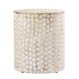 18" Washed White Solid Wood Round End Table