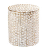 18" Washed White Solid Wood Round End Table