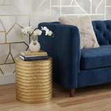 18" Gold Manufactured Wood And Solid Wood Round End Table