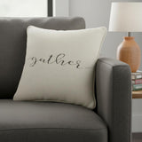 Gray and Cream Canvas Gather Decorative Throw Pillow