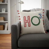 Beige Red Holiday Whimsical Throw Pillow