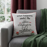 20" Gray Christmas Cotton Throw Pillow with Embroidery
