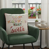 20" Ivory Christmas Cotton Throw Pillow with Embroidery