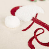 20" Ivory Christmas Cotton Throw Pillow with Embroidery