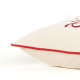 20" Ivory Christmas Cotton Throw Pillow with Embroidery