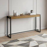 54" Gray Brown and Black Distressed Sled Console Table