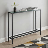 36" Black and Gunmetal Mirrored Glass Console Table