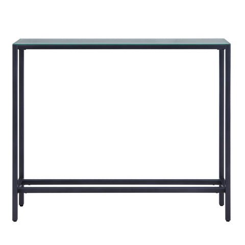 36" Black and Gunmetal Mirrored Glass Console Table