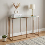 42" Clear and Gold Glass and Metal Frame Console Table