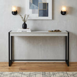 54" White and Black Distressed Sled Console Table