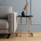 24" Black Geometric Metal Square End Table