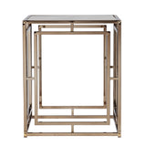 23" Champagne Glass And Iron Square End Table