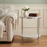 24" Chrome Manufactured Wood And Iron Rectangular End Table With Shelf