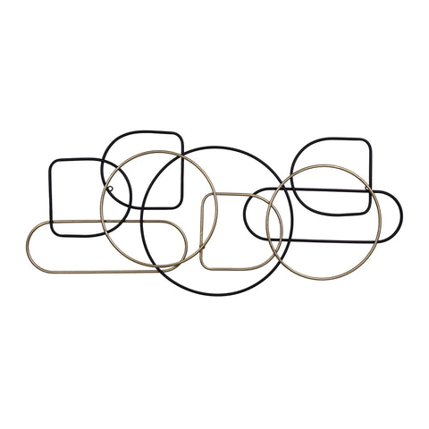43" Black And Gold Metal Modern Abstract Hanging Dimensional Sculpture