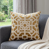 18" Gold And Ivory Geometric Velvet Throw Pillow