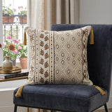 20" Beige Cotton Blend Throw Pillow