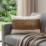 Glam Beige with Golden Sequins Lumbar Throw Pillow