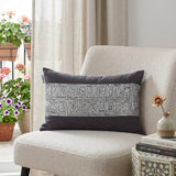 Glam Gray with Silver Sequins Lumbar Throw Pillow