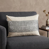 Glam Beige with Silver Sequins Lumbar Throw Pillow