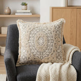 Boho Garland Beige and Khaki Decorative Accent Pillow