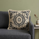 Boho Garland Beige and Black Decorative Accent Pillow