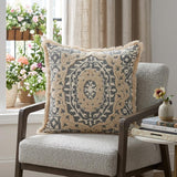Boho Garland Beige and Gray Decorative Accent Pillow