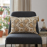 Gold and Bronze Embroidered Decorative Lumbar Pillow