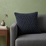 Jacquard Diamond Pattern Decorative Navy Throw Pillow